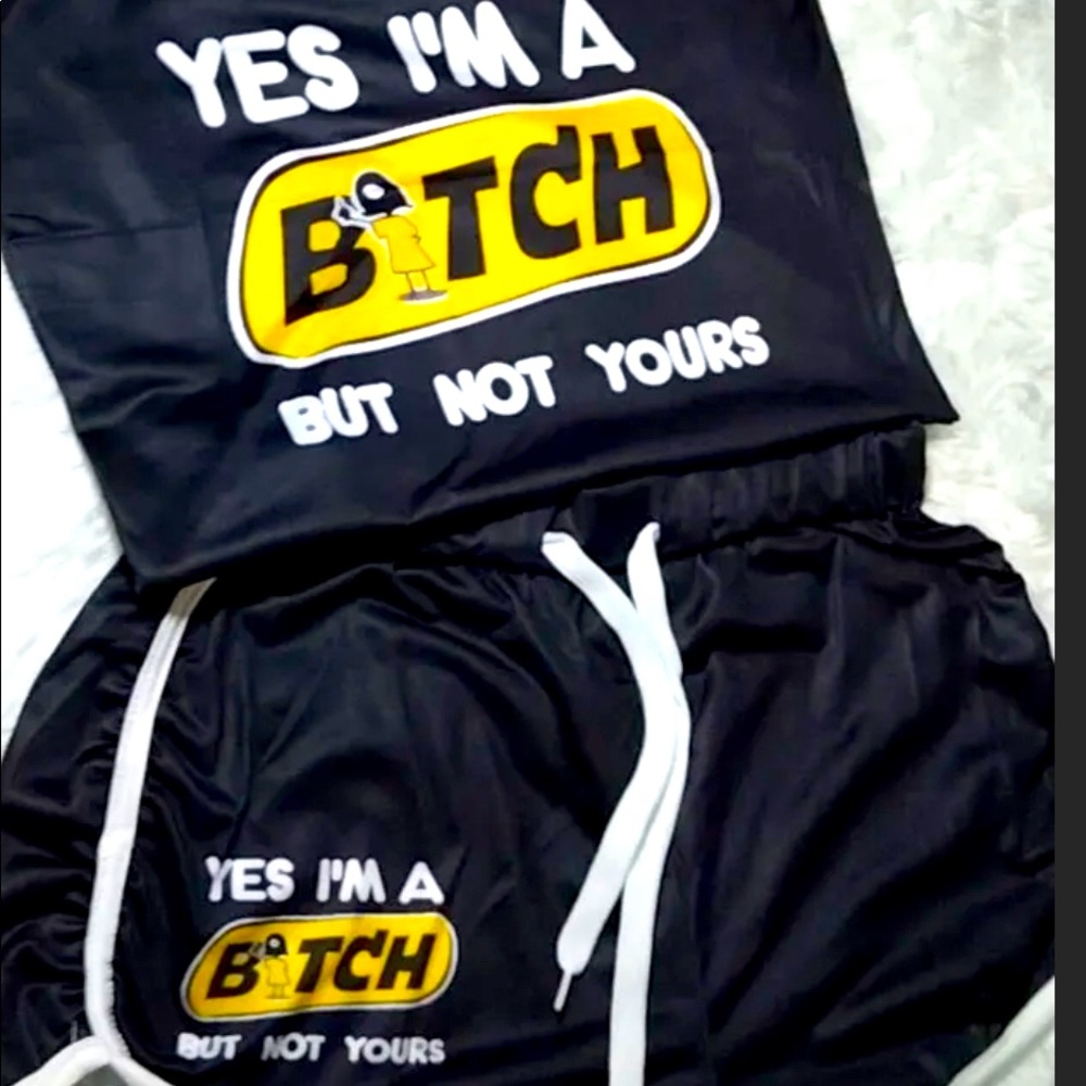 Not you B***** shorts set small-2X NEW